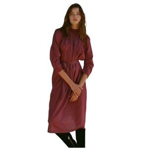 DÔEN - NWT Ranger Belted Checked Cotton Voile Midi Dress Sz S